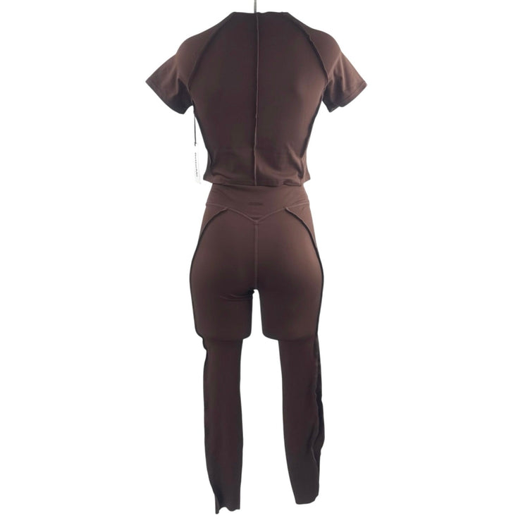 NEW BTTRM BetterMe Contour Stitch Crop Top Leggings Athletic Activewear Set Sz M