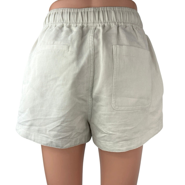 Saturdays NYC Women's White Linen High Waist Elastic Waist Pull On Shorts Sz S