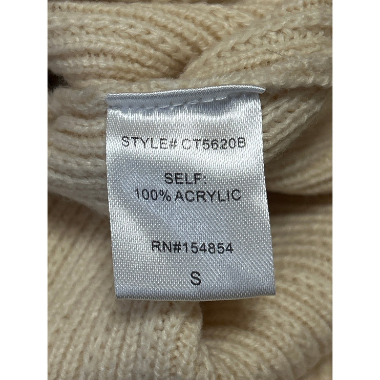 NEW Rehab Lab Beige Ribbed Knit Long Sleeve Pin Collar Cardigan Crop Top Size S