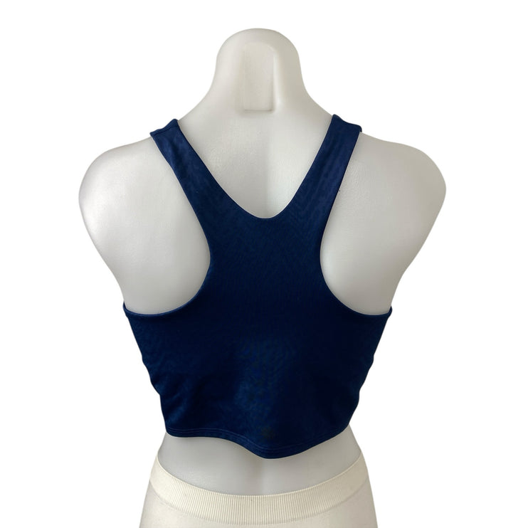 Athleta Blue Herringbone Racerback Sleeveless Sports Bra Crop Tank Top Size M