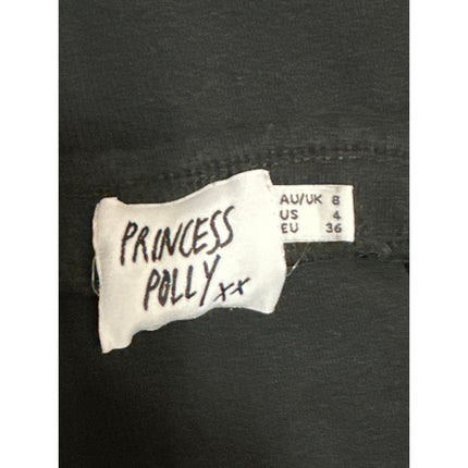 Princess Polly Black Rib Knit High Waisted Slit Midi Bodycon Pencil Skirt Size 4