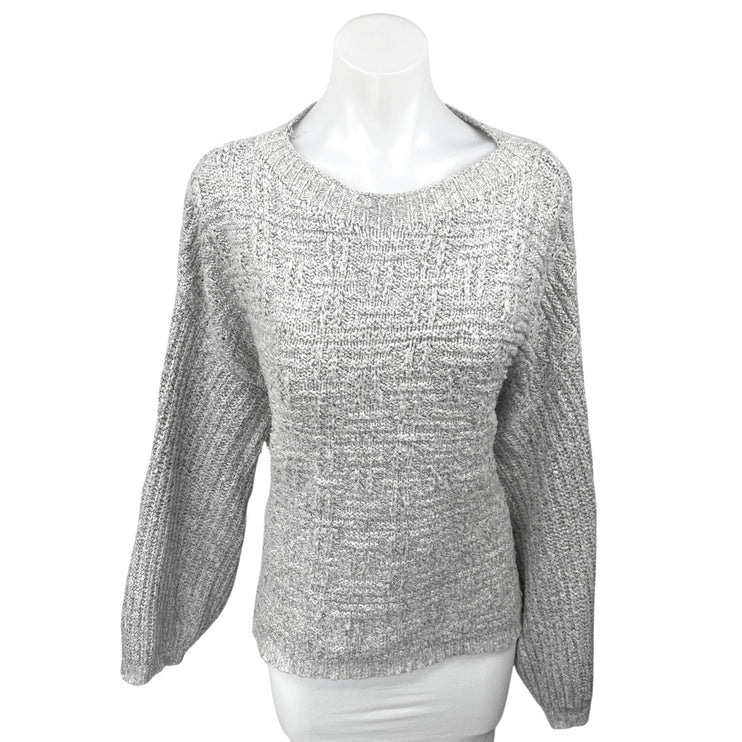 Sage The Label Women's Gray Ribbed Knit Long Sleeve Pullover Sweater Top Size L