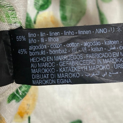 Zara White Linen Lemon Print Short Sleeve Button Up Shirt Blazer Coat Jacket M