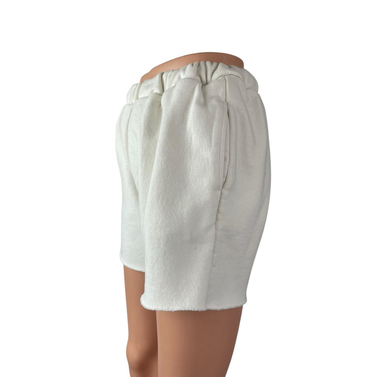 Vintage Havana Women's White Fleece Wide Leg Lounge Athletic Sweat Shorts Sz XS