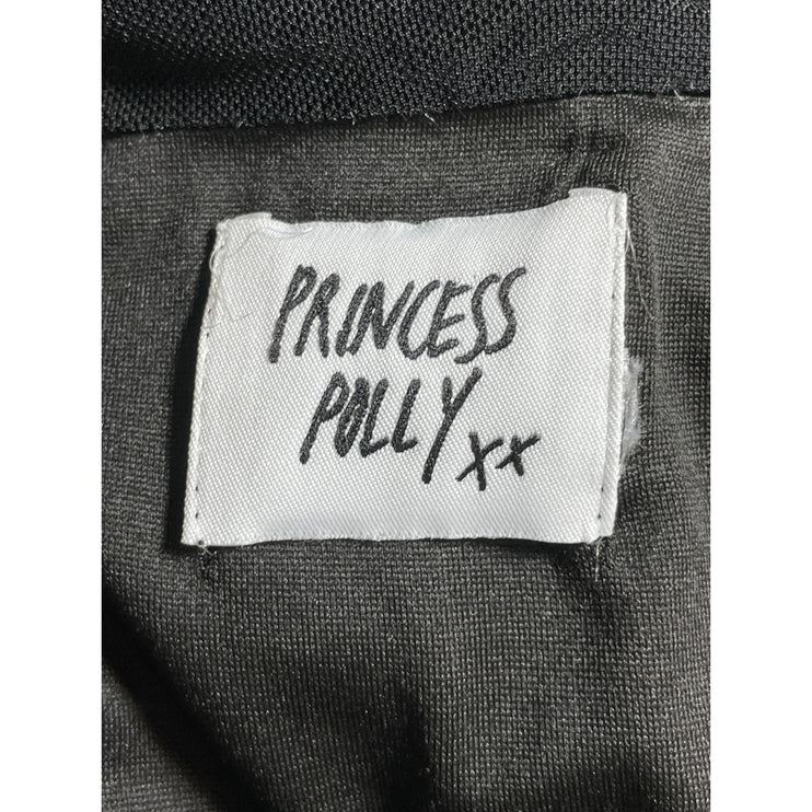 Princess Polly Black Short Puff Sleeve Mesh Square Neck Ruched Bodycon Dress S
