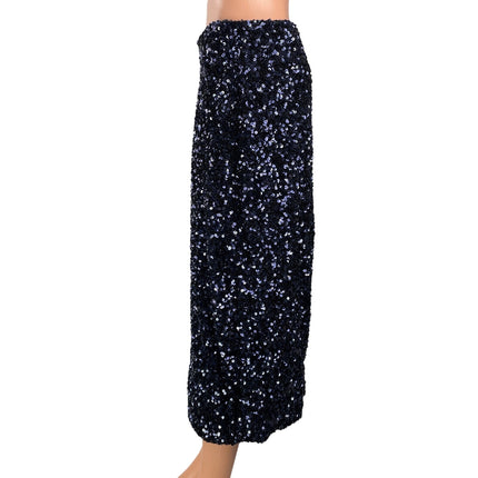 GAP Women's Black Navy Blue High Waisted Sequin Embellished Midi Skirt Size L