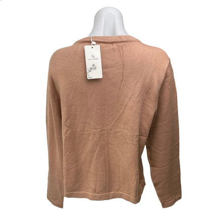 NEW Lillusory Brown Knit Long Sleeve Gold Button Down Cardigan Sweaters Top M