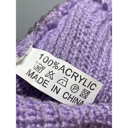 Women's Purple Ribbed Knit 3-Hole Face Neck Winter Balaclava Ski Mask OS