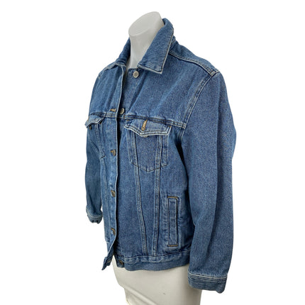 H&M Divided Women's Blue Long Sleeve Button Down Trucker Denim Coat Jacket Sz 4