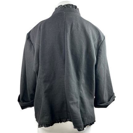Maurices Women's Black Long Sleeve Ruffle Buttons Military Blazer Coat Jacket 3