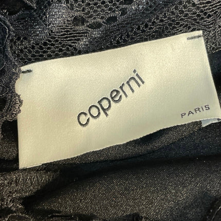 Coperni Women's Black Sleeveless Asymmetric Halter Lace Cutout Mini Dress Sz S