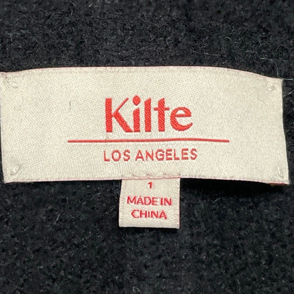 Kilte Black Cashmere Long Sleeve Pocket Open Long Cardigan Sweater Top Size 2