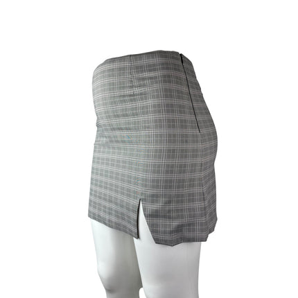 NEW Wayf Women's Gray Plaid Flannel Tartan Slit High Waist Mini Pencil Skirt XL