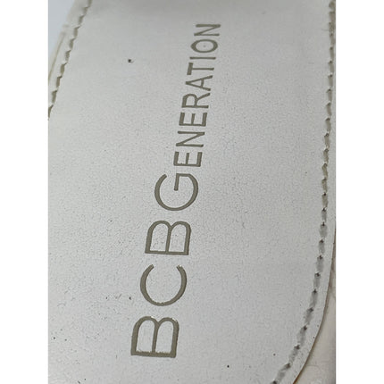 BCBGeneration Ixani White Quilted Pad Square Toe Stiletto Heels Mule Sandals 7.5