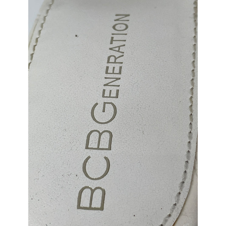BCBGeneration Ixani White Quilted Pad Square Toe Stiletto Heels Mule Sandals 7.5