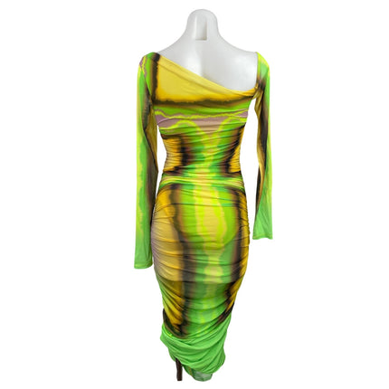AFRM Oli Thermal Ombre Multicolor Long Sleeves Ruched Bodycon Mini Dress Size SP