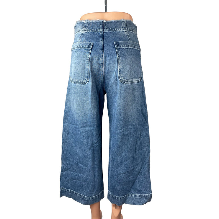 A.L.C. Women's Blue High Waist Baggy Barrel Flare Wide Leg Denim Jeans Pants 4