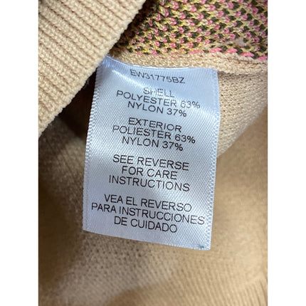 En Creme Women's Beige Tan Floral Long Sleeve Crew Neck Knit Sweater Top Sz M