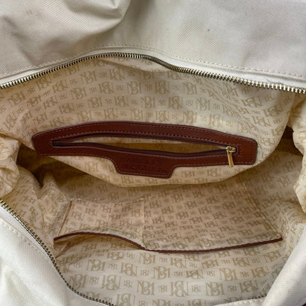 Badgley Mischka Barbara Cream Brown Tote Weekender Travel Handbag Size OS