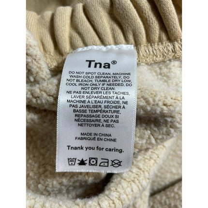 Aritzia TNA Cozy AF Tan Khaki Fleece High Rise Mini Lounge Sweat Shorts Size S