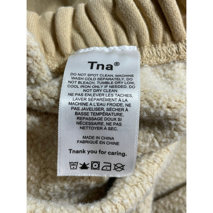 Aritzia TNA Cozy AF Tan Khaki Fleece High Rise Mini Lounge Sweat Shorts Size S