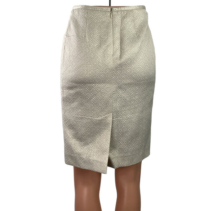 Lida Smolinski Womens Ivory White Textured Argyle High Waist Pencil Mini Skirt S