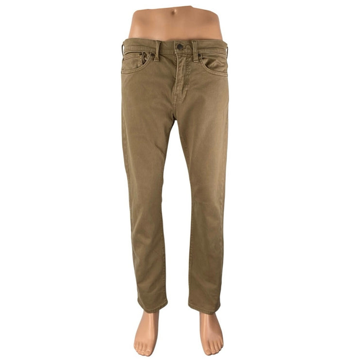 J.Crew 484  Mens Brown Tan High Rise Straight Slim Leg Chino Khaki Pants W33 L30