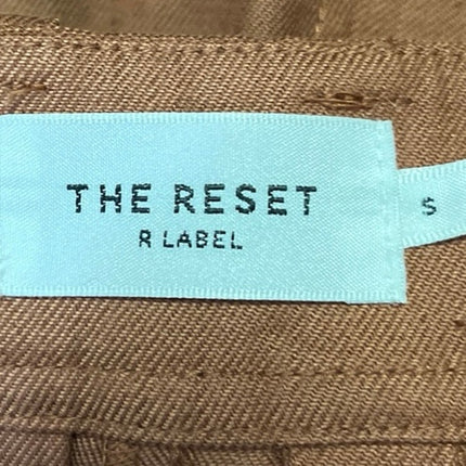 The Reset Brown Linen Pleated Straight Wide Leg Crop Trousers Dress Pants Size S