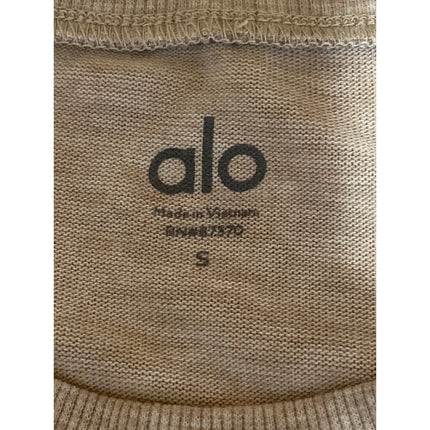 Alo Yoga Women's Beige Long Sleeve Side Slit Crew Neck Sweater Sweatshirt Top S