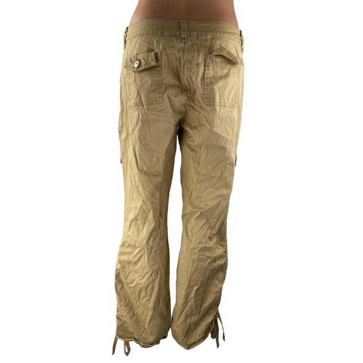 I.AM.GIA Women's Tan Khaki Ruched High Rise Utility Straight Cargo Pants Size M