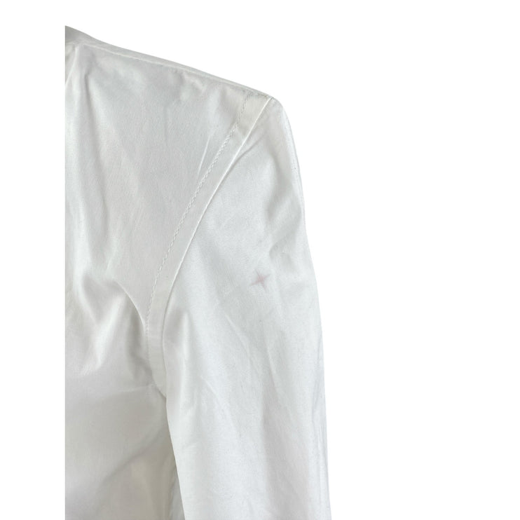 Sarto White Beaded Button Down Heart CutOut Long Sleeve Shirt Blouse Top Size S