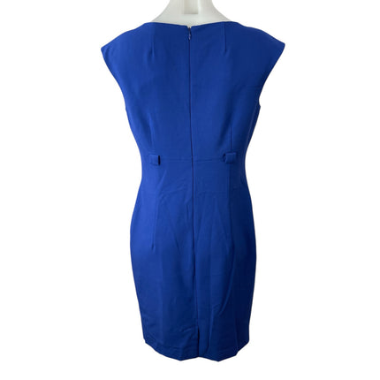 Calvin Klein Blue Pleated Cap Sleeve Mini Bodycon Pencil Sheath Dress Size 4
