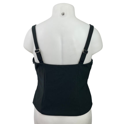 Abercrombie & Fitch Black Sleeveless Square Neck Crop Corset Crop Tank Top Sz XL