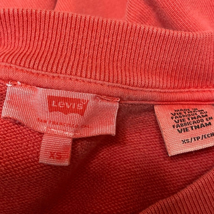 Levi's Women's Red Embroidered Logo Long Sleeve Crewneck Sweatshirt Top Size XS