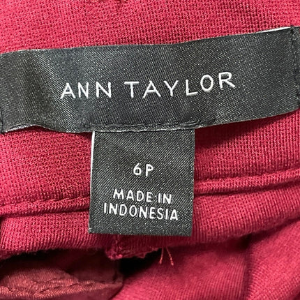 Ann Taylor The Sophia Womens Red Maroon Mid Rise Tailored Trouser Dress Pants 6P