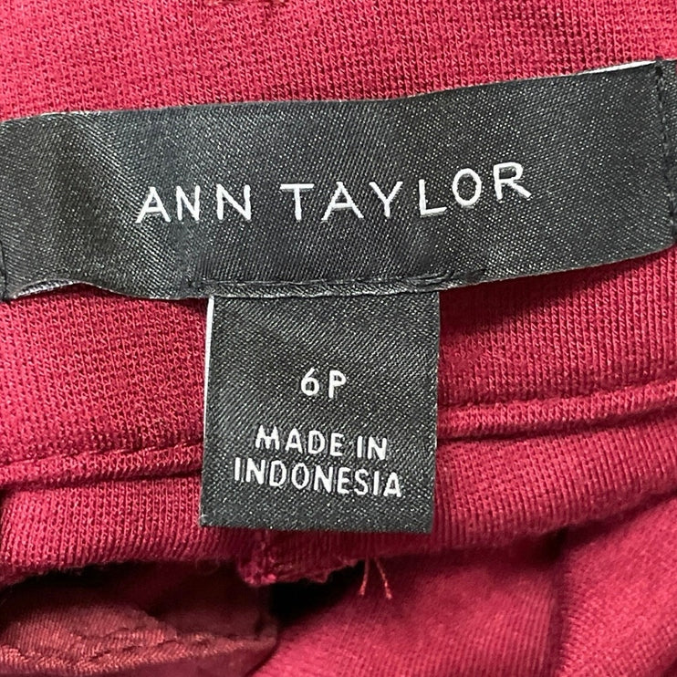 Ann Taylor The Sophia Womens Red Maroon Mid Rise Tailored Trouser Dress Pants 6P