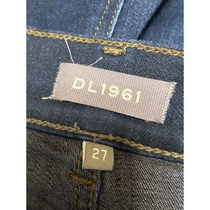 DL1961 Dark Blue Frayed Raw Hem Bootcut Denim High Rise Flare Jeans Pants Sz 27