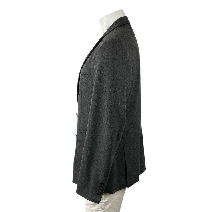 MNG Mango Men's Black Slim Fit Peak Lapel Double Breasted Coat Jacket Size 42