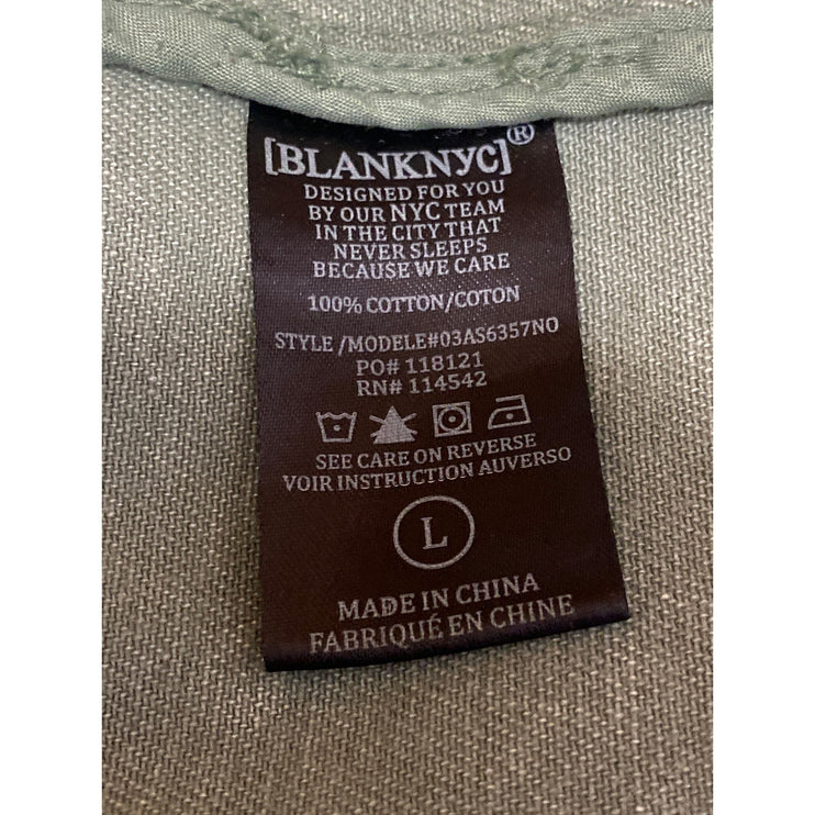 Blank NYC Garment Dye Acid Wash Twill Women's Green Shirt Utility Coat Jacket L