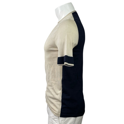 Jil Sander Men's Cream Black Colorblock Crewneck Short Sleeve Tee T-shirt Top L