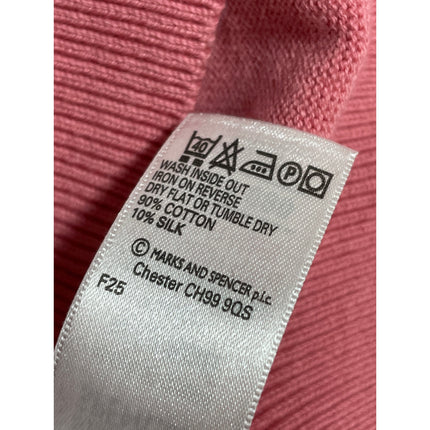 Marks & Spencer Collezione Men's Pink Silk V Neck Long Sleeve Sweater Top Sz XL