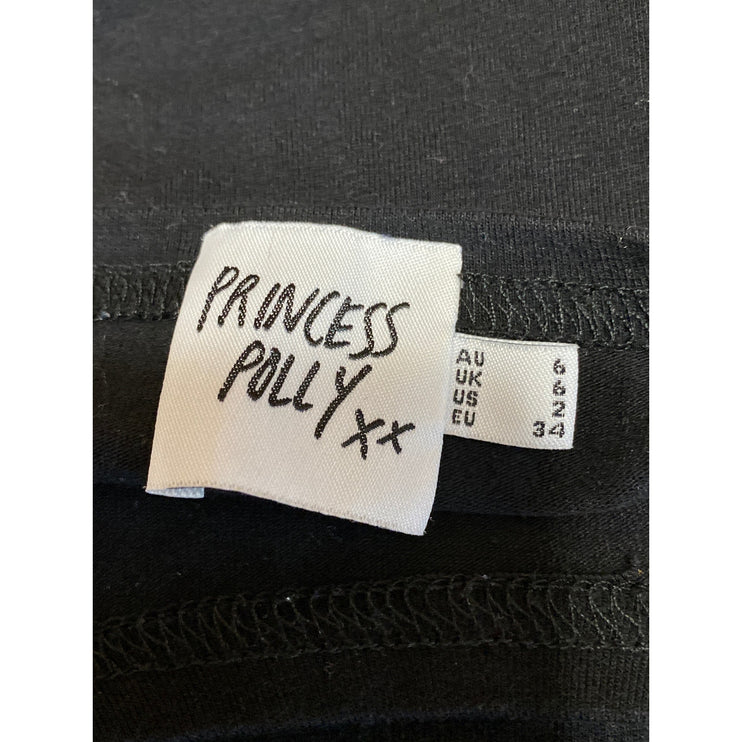 Princess Polly Women's Black Short Sleeve Crew Neck T Shirt Tee Crop Top Size 6