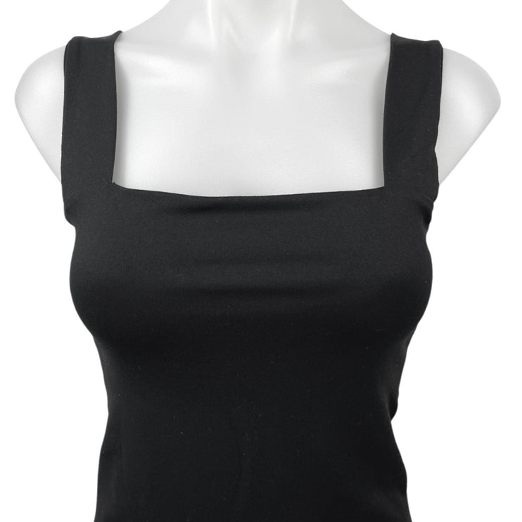 Abercrombie & Fitch Black Sleeveless Square Neck Strap Soft Bodysuit Thong Top S