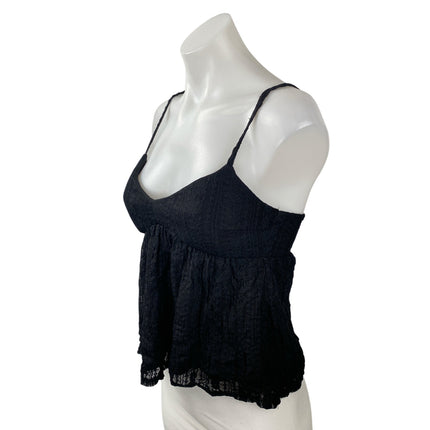No Boundaries Women's Black V Neck Sleeveless Crop Cami Camisole Peplum Top XS