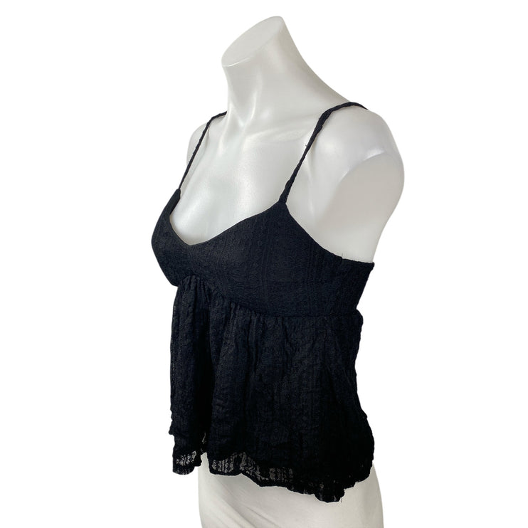 No Boundaries Women's Black V Neck Sleeveless Crop Cami Camisole Peplum Top XS