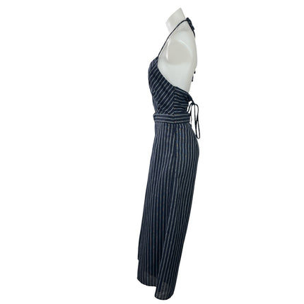 Lunic Black Chevron Striped Sleeveless Cami Camisole Wide Leg Romper Jumpsuit S