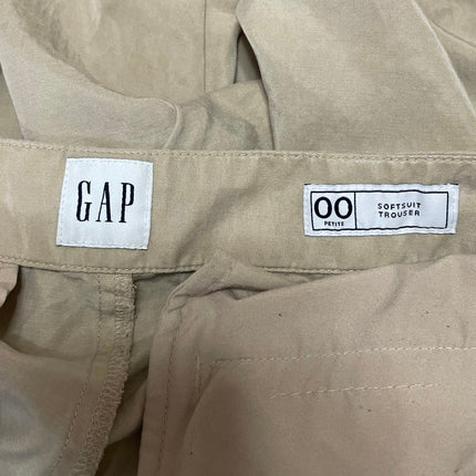 GAP Women's Beige High Waisted Pleated Straight Wide Leg Trouser Pants Size 00