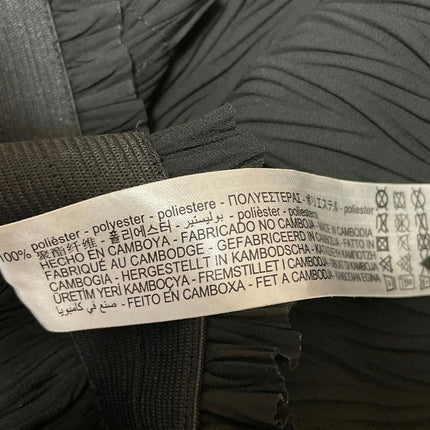 Zara Women's Black High Rise Relaxed Cropped Crinkle Wide Leg Trouser Pants XL