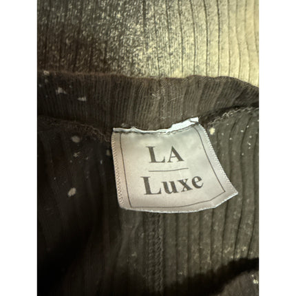 La Luxe Brown Tie Dye Galaxy Print Rib Knit Long Sleeve Crop Sweater Top Size S