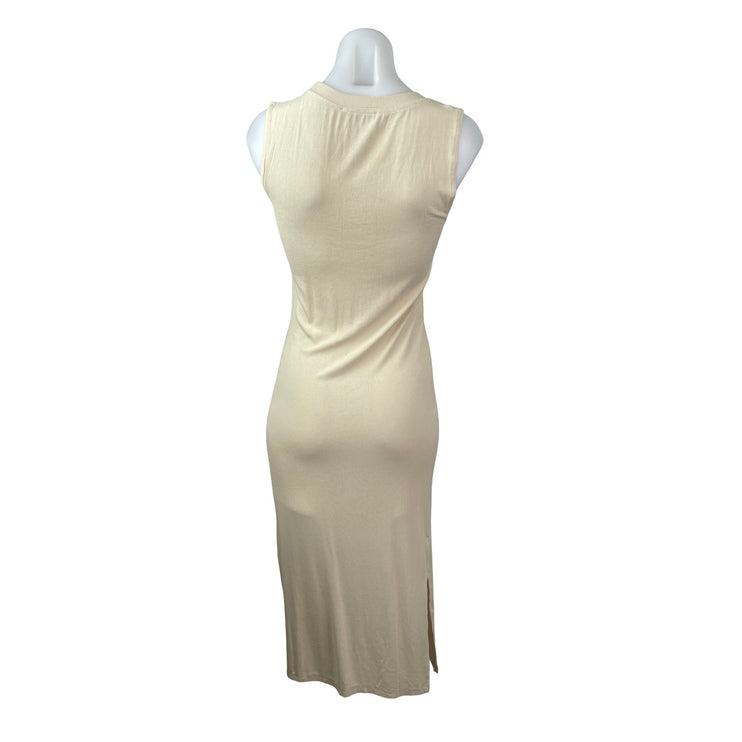 WeWoreWhat Cream Ribbed Knit Slit Sleeveless Tank Sweater Midi Dress Size M